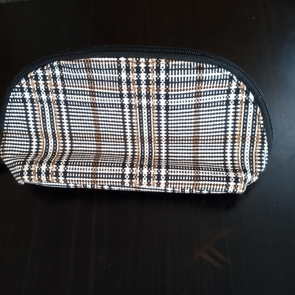 Thirty-One Black and White Plaid Toiletry Bag